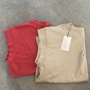 Both tops included for one price. Soft cotton sleeveless tops.